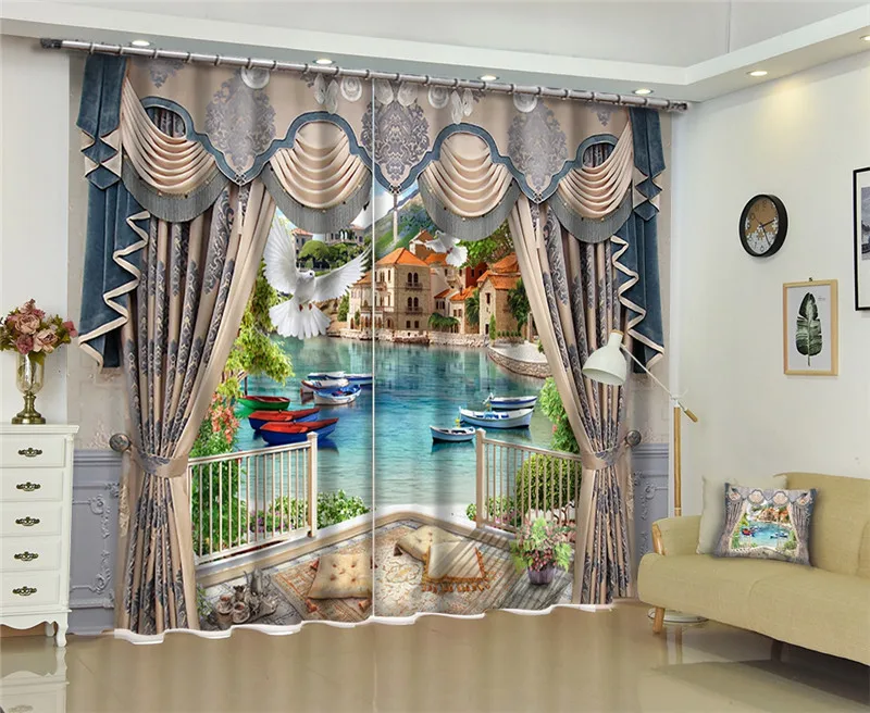 3D Windows Curtains european style Luxury Blackout Living Room office bedroom Cortina Drapes Rideaux Customized size pillowcase 
3D Windows Curtains european style Luxury Blackout Living Room office bedroom Cortina Drapes Rideaux Customized size pillowcase