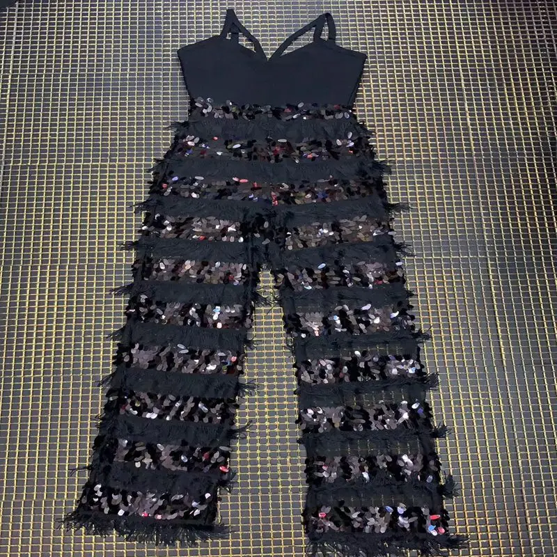 2019 Newest Fashion Style Sexy Black Spaghetti Strap Bandage Jumpsuit Hot Selling Women Mesh Sequin Jumpsuits Tassel Wholesale
2019 Newest Fashion Style Sexy Black Spaghetti Strap Bandage Jumpsuit Hot Selling Women Mesh Sequin Jumpsuits Tassel Wholesale