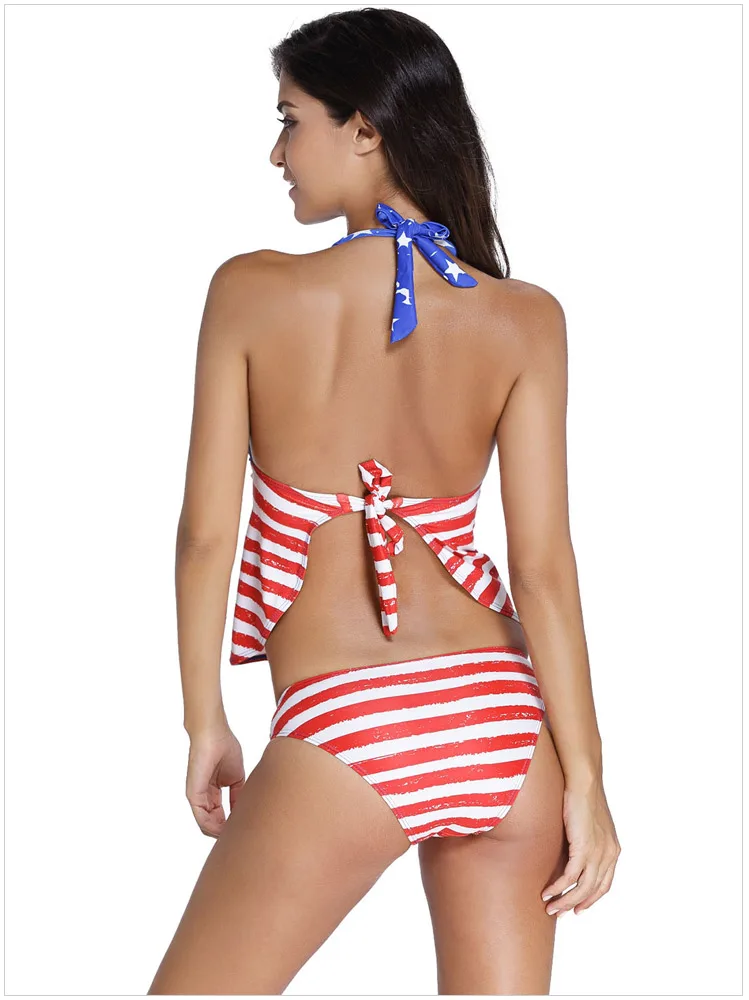 Free shipping Stars and Stripes US Flag 2 pcs Tankini Swimsuit LC41942