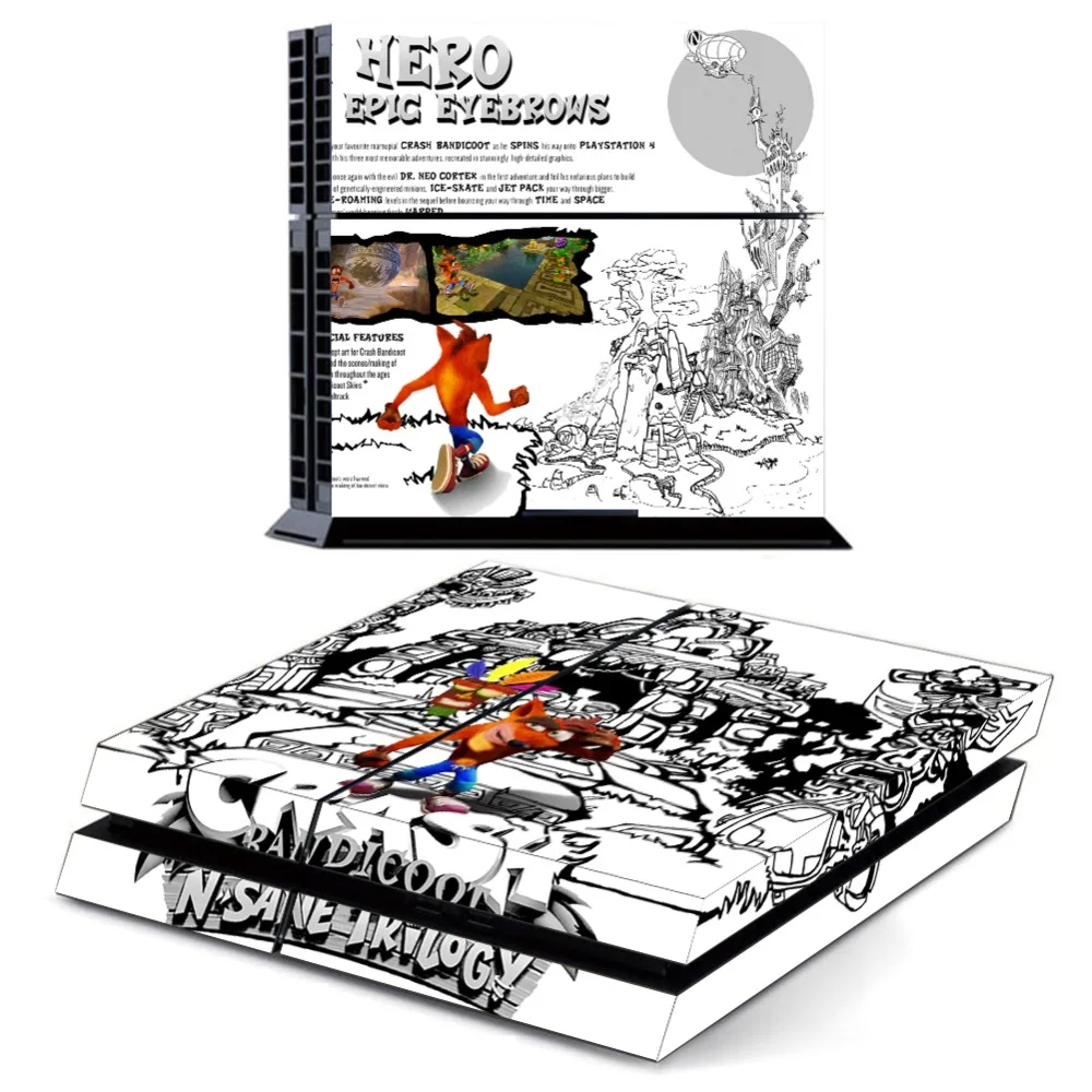 Crash Bandicoot N Sane Trilogy PS4 Vingl Skin Decal Sticker for Playstation 4 Console & Play Station Controller LED Light Bar |