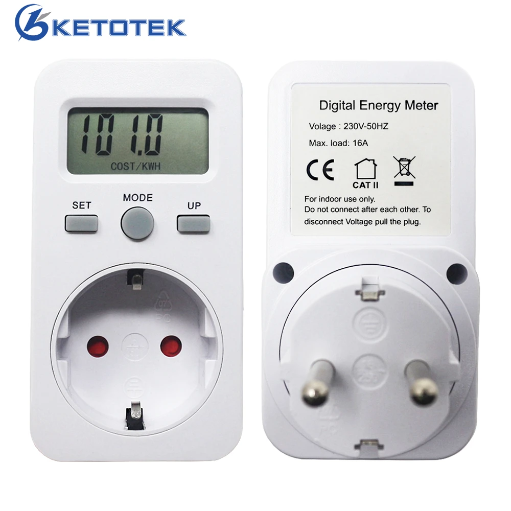 EU Socket Digital Energy Meter Power Detector LCD AC230V 50Hz 16A Indoor W KWh PRICE COST/KWh Electronic
EU Socket Digital Energy Meter Power Detector LCD AC230V 50Hz 16A Indoor W KWh PRICE COST/KWh Electronic