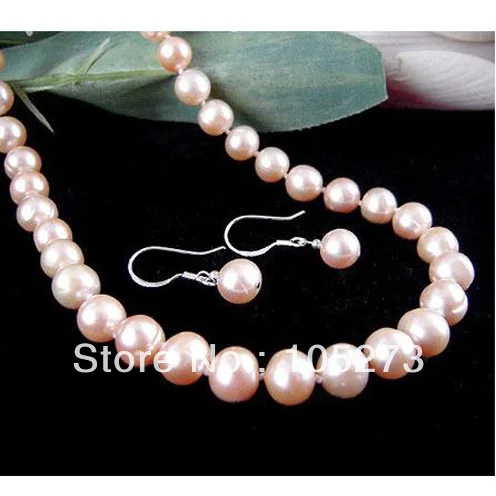 New Arriver Natural Pearl Jewelry Set Classic Genuine AAA Pink Pearl Necklace Earrings Lady's Jewelry 8-9mm 18'' Free Shipping
New Arriver Natural Pearl Jewelry Set Classic Genuine AAA Pink Pearl Necklace Earrings Lady's Jewelry 8-9mm 18'' Free Shipping