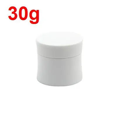 

50 шт., 30 г, белые пустые банки для крема, косметический упаковочный контейнер, пластиковые баночки в форме прямой талии
