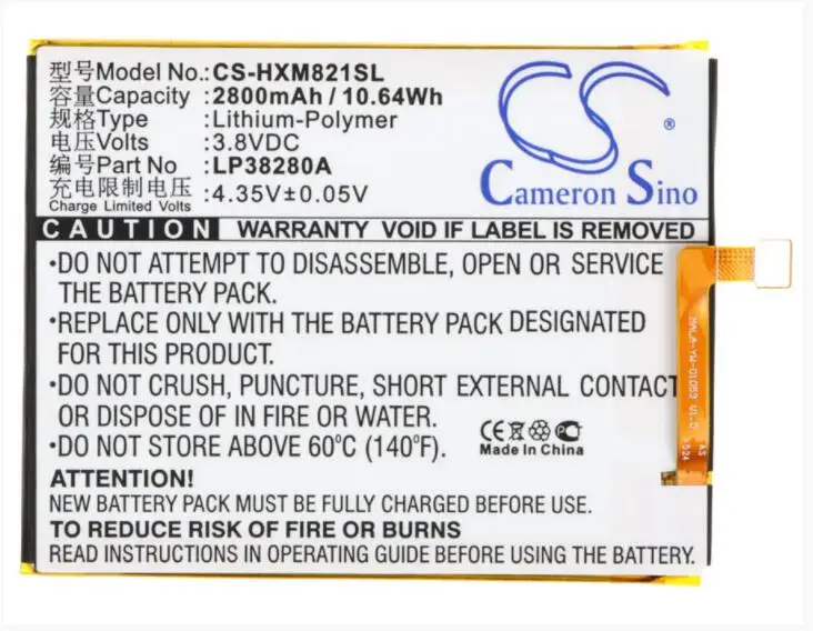 Cameron Sino 2800mAh battery for HISENSE HS-M821 M821 N1 LP38280A Mobile, SmartPhone Battery
Cameron Sino 2800mAh battery for HISENSE HS-M821 M821 N1 LP38280A Mobile, SmartPhone Battery