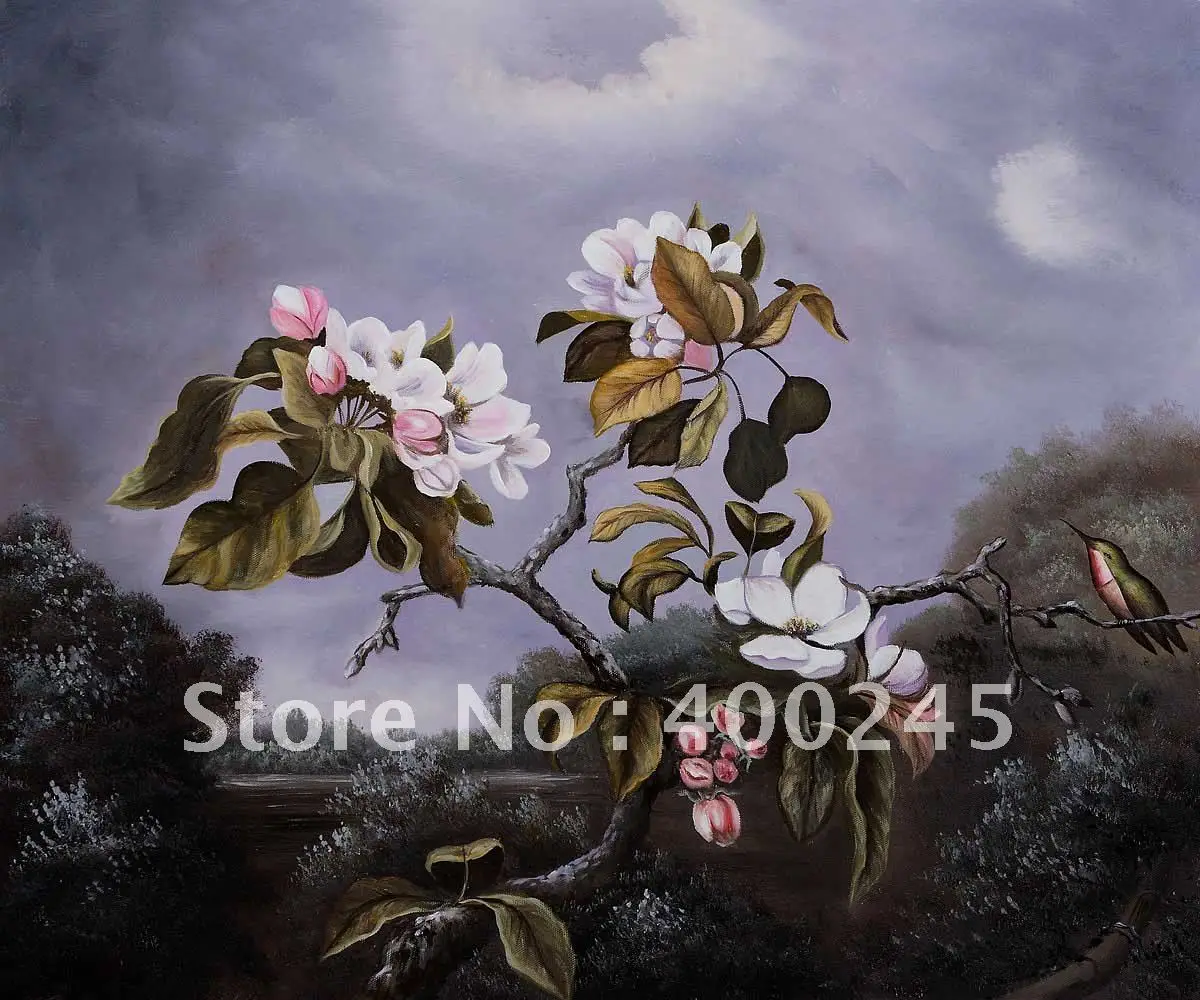 

flower oil painting Apple Blossoms and Hummingbird by Martin Johnson Heade canvas painting 100%handmade Mesuem quality