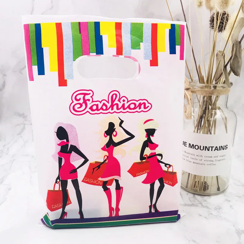 15x20cm Colorful Fashion Girls Print Boutique Gift Shopping Packaging Plastic Handle Bag Jewelry Plastic Bag Wedding Gift Pack
15x20cm Colorful Fashion Girls Print Boutique Gift Shopping Packaging Plastic Handle Bag Jewelry Plastic Bag Wedding Gift Pack