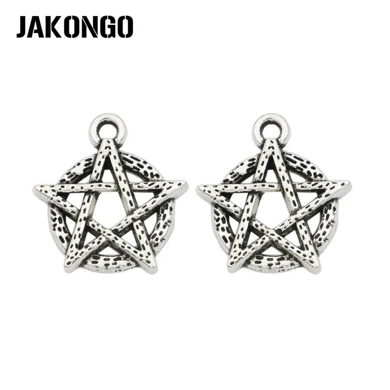 JAKONGO Antique Silver Plated Pentacle Charm Pendants for Jewelry Accessories Making Bracelet Findings DIY 19x18mm
JAKONGO Antique Silver Plated Pentacle Charm Pendants for Jewelry Accessories Making Bracelet Findings DIY 19x18mm