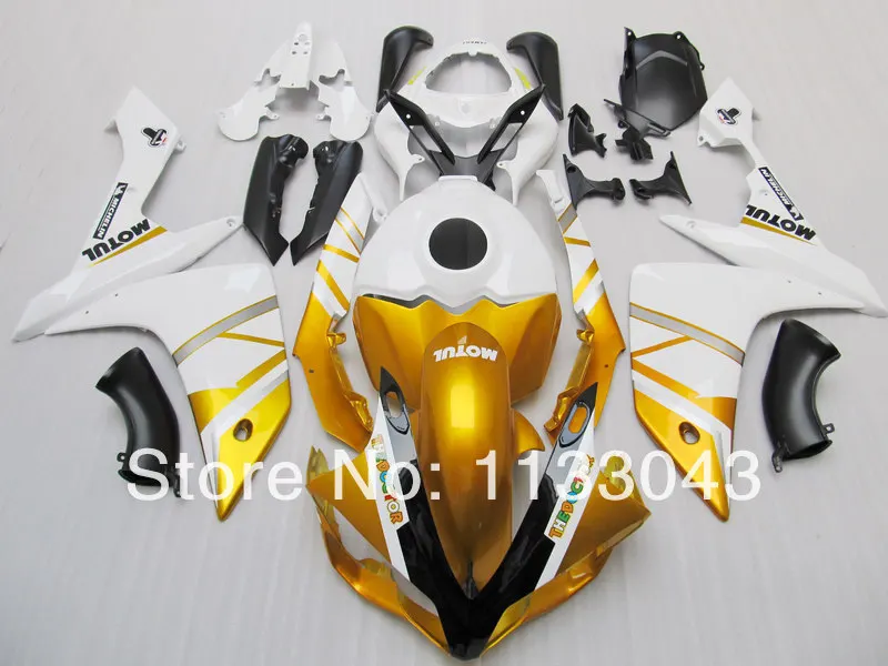 Injection mold Gold white fairing kit for 07 08 YZFR1 YZF-R1 YZF1000 R1 07 08 YZFR1 2007 2008 #PPA fairing parts
Injection mold Gold white fairing kit for 07 08 YZFR1 YZF-R1 YZF1000 R1 07 08 YZFR1 2007 2008 #PPA fairing parts