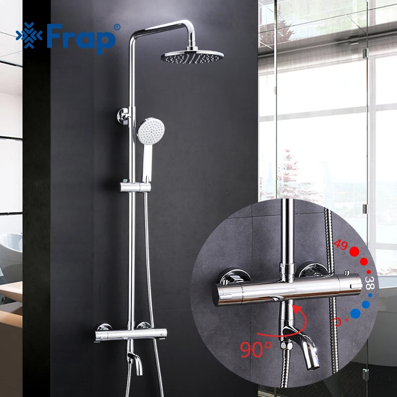 Frap Shower System bathroom thermostat faucet tap waterfall wall mount thermostatic shower mixer with shower faucets GLD1193-F
Frap Shower System bathroom thermostat faucet tap waterfall wall mount thermostatic shower mixer with shower faucets GLD1193-F