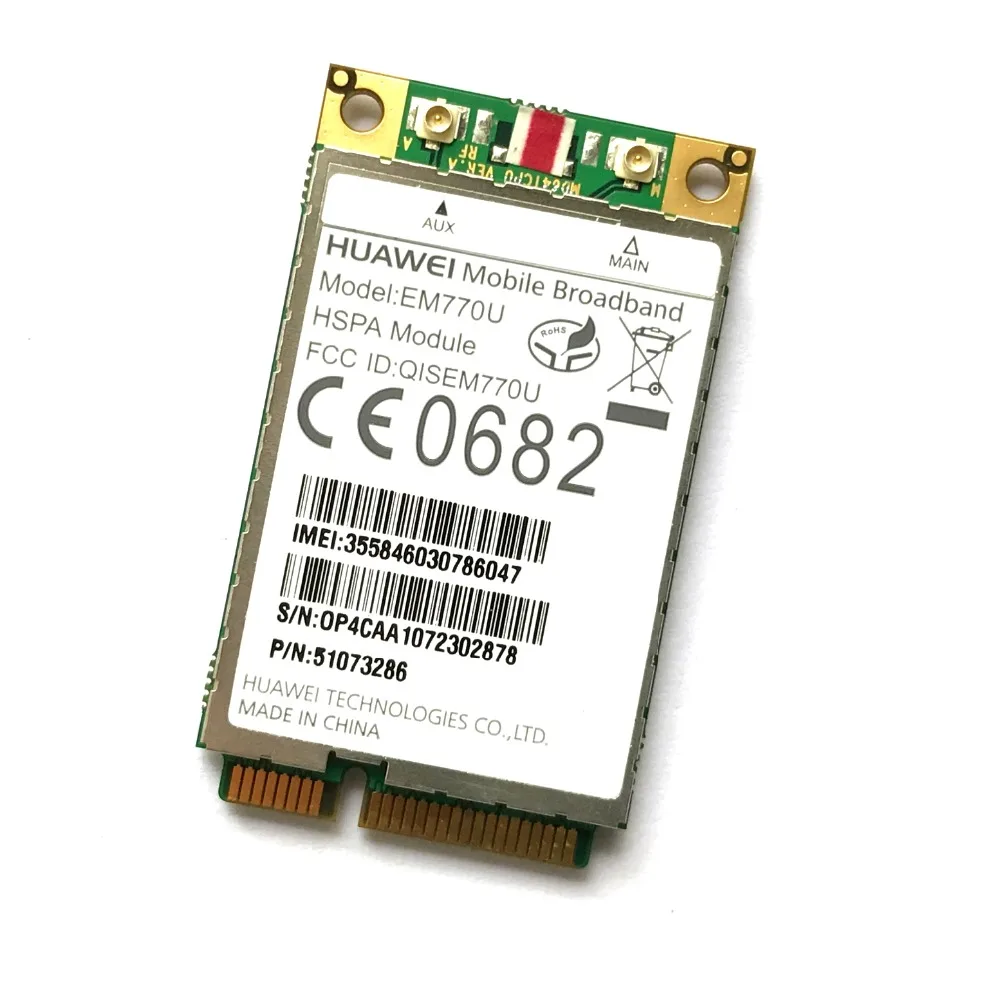 Разблокированный 3g WWAN Mni PCI E HuaWei EM770U 7 2 Мбит/с HSDPA Мобильный широкополосный WCDMA GSM EDGE