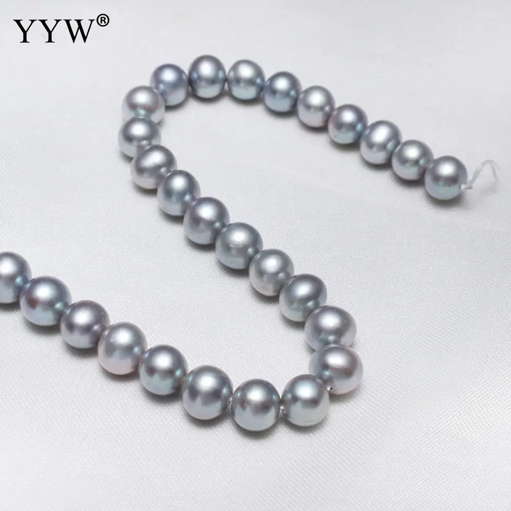 

8-9mm Gray Cultured Potato Freshwater Pearl Beads Punch Loose Beads 15.7" For Women Elegant Necklace Bracelet Jewelry Making