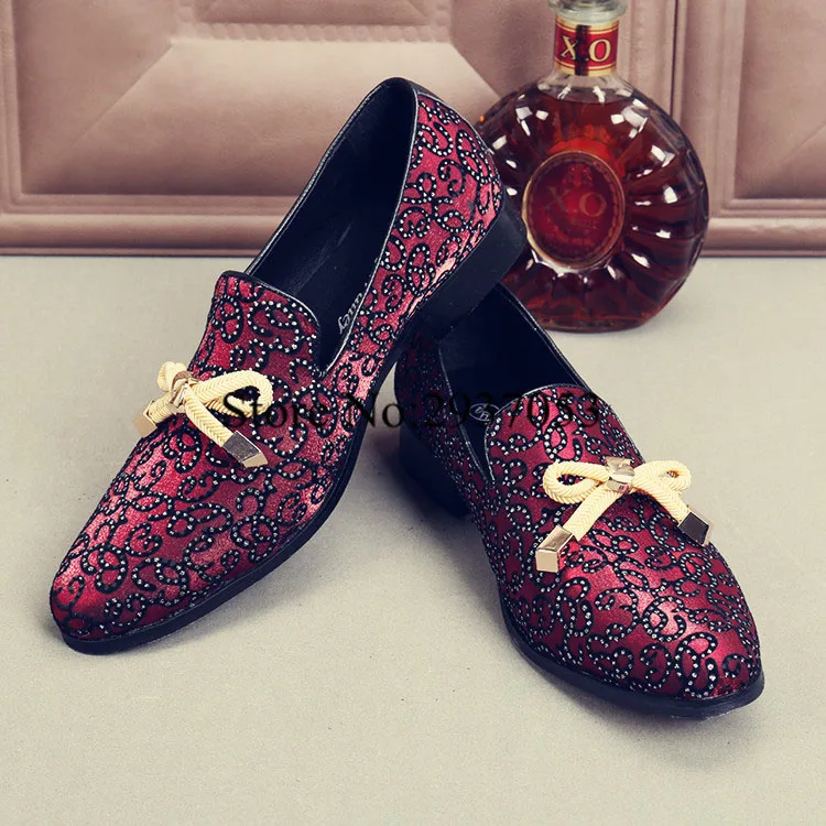 2017 Top Quality Men Shoes Luxury Wine Red Rhinestone Studded Men Loafers Bow Knot High Quality Men Loafers Wedding Flat Dress
2017 Top Quality Men Shoes Luxury Wine Red Rhinestone Studded Men Loafers Bow Knot High Quality Men Loafers Wedding Flat Dress