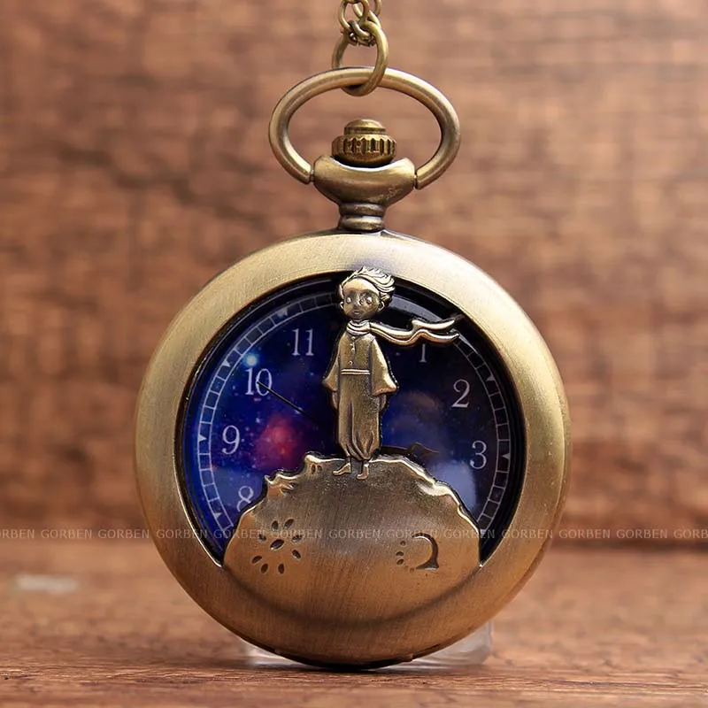 Vintage Bronze Little Prince Quartz Pocket Watch With Necklace Fob Chain Ladies Male Men and Women Pendant Gift For Children Boy
Vintage Bronze Little Prince Quartz Pocket Watch With Necklace Fob Chain Ladies Male Men and Women Pendant Gift For Children Boy