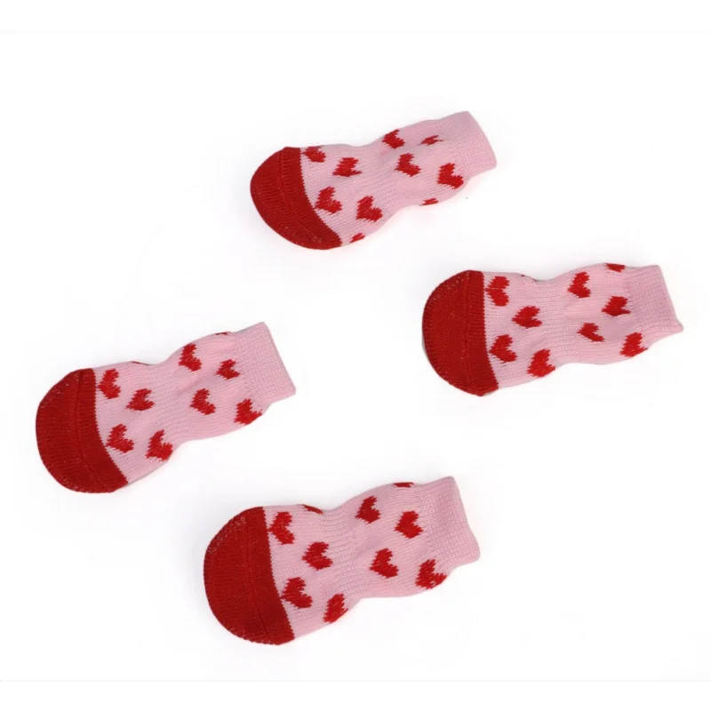Носки для кошек и собак эластичные Нескользящие теплые носки из полиэстера с