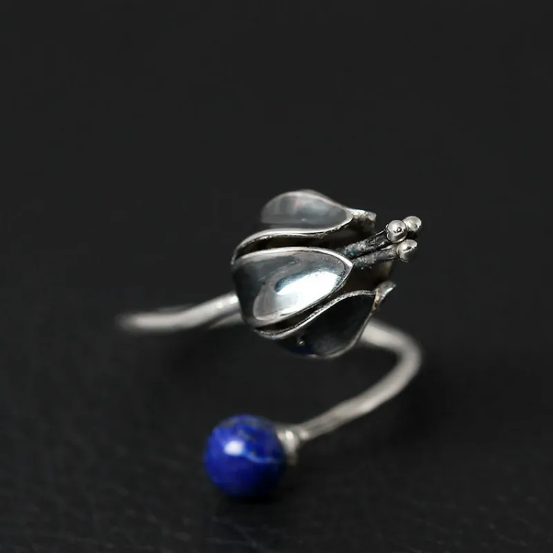 925 серебряные кольца для женщин оригинальный дизайн инкрустированные лазурит