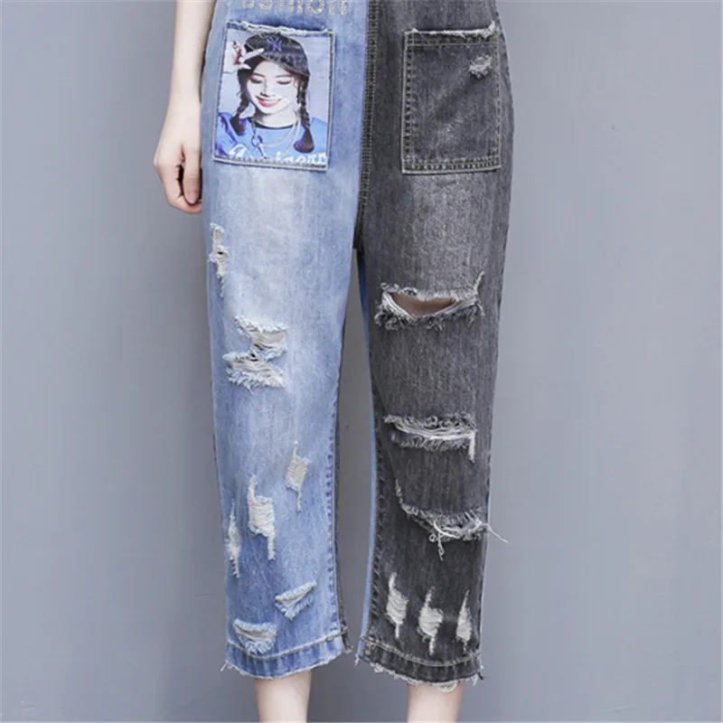 2020 Spring Fashion Patchwork Hole Sling Jeans Jumpsuit Women Sleeveless Denim Rompers Loose High Waist Strap Ladies Tide D2027
2020 Spring Fashion Patchwork Hole Sling Jeans Jumpsuit Women Sleeveless Denim Rompers Loose High Waist Strap Ladies Tide D2027