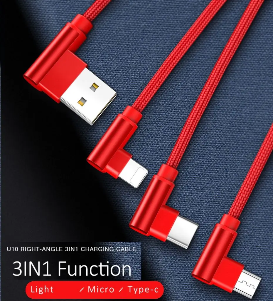 USAMS 3 в 1 кабель для зарядки и передачи данных с Тип кабеля type-C + Micro USB 8 Pin ВЫСОКАЯ