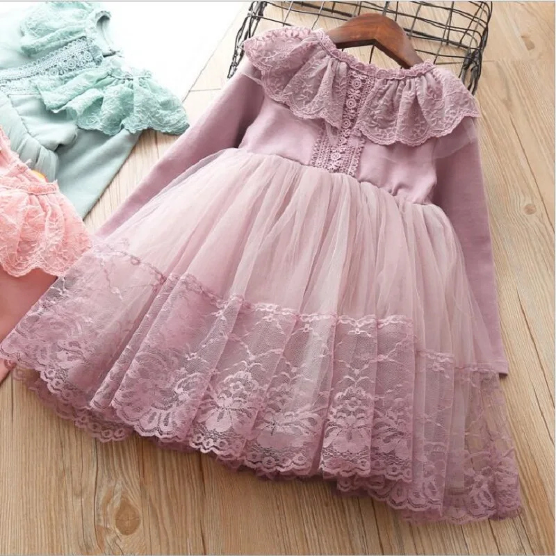 Girls Dress Cute Lace Tulle Outfits 2018 Winter Girl Dresses For Party Birthday Prom Ceremonies Infantil Vestido 3 5 7 8Yrs | Детская