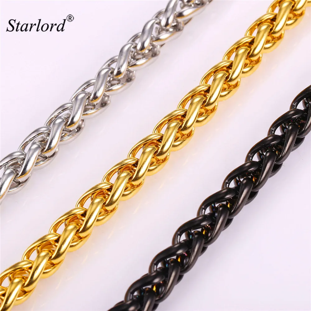Starlord Stainless Steel Spiga/Wheat Chain Cool American Style Hip Hop 9MM Gold Color Big Long Necklace Men Jewelry GN2169
Starlord Stainless Steel Spiga/Wheat Chain Cool American Style Hip Hop 9MM Gold Color Big Long Necklace Men Jewelry GN2169