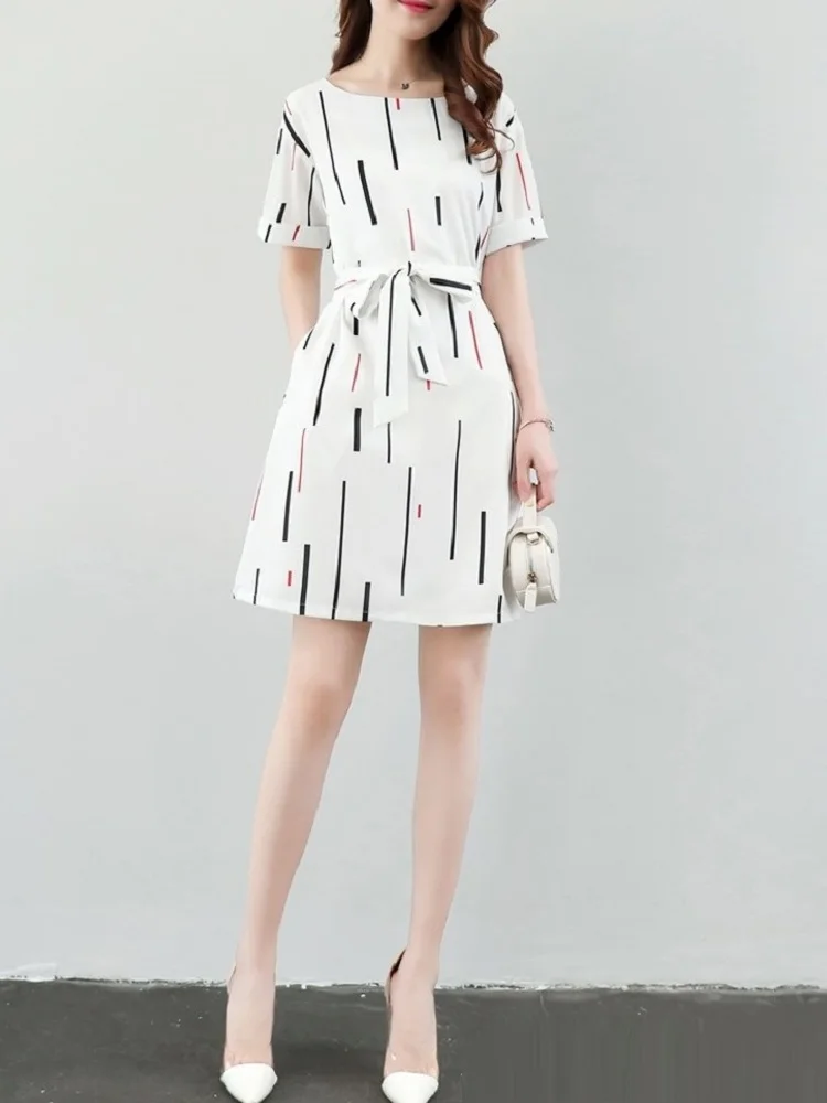 Women Dress Women Half Sleeve summer style women clothing Casual Striped Loose Knee-length Waist Dress
Women Dress Women Half Sleeve summer style women clothing Casual Striped Loose Knee-length Waist Dress