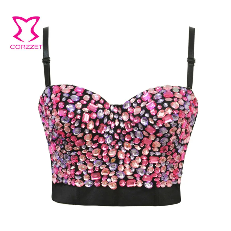 Pink Gem Beading Rhinestone Strap Bras Crop Tops Gothic Sexy Diamond Push Up Bustier Night Dance Clubwear Bralette Bra For Women
Pink Gem Beading Rhinestone Strap Bras Crop Tops Gothic Sexy Diamond Push Up Bustier Night Dance Clubwear Bralette Bra For Women