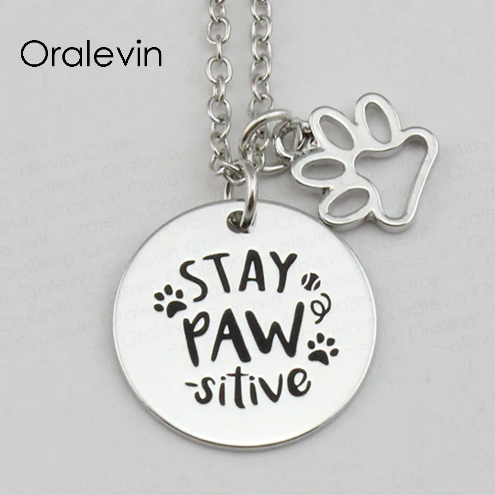 STAY PAW SITIVE Inspirational Hand Stamped Engraved Custom Charm Pendant Link Chain Necklace Gift Jewelry,10Pcs/Lot, #LN2248
STAY PAW SITIVE Inspirational Hand Stamped Engraved Custom Charm Pendant Link Chain Necklace Gift Jewelry,10Pcs/Lot, #LN2248