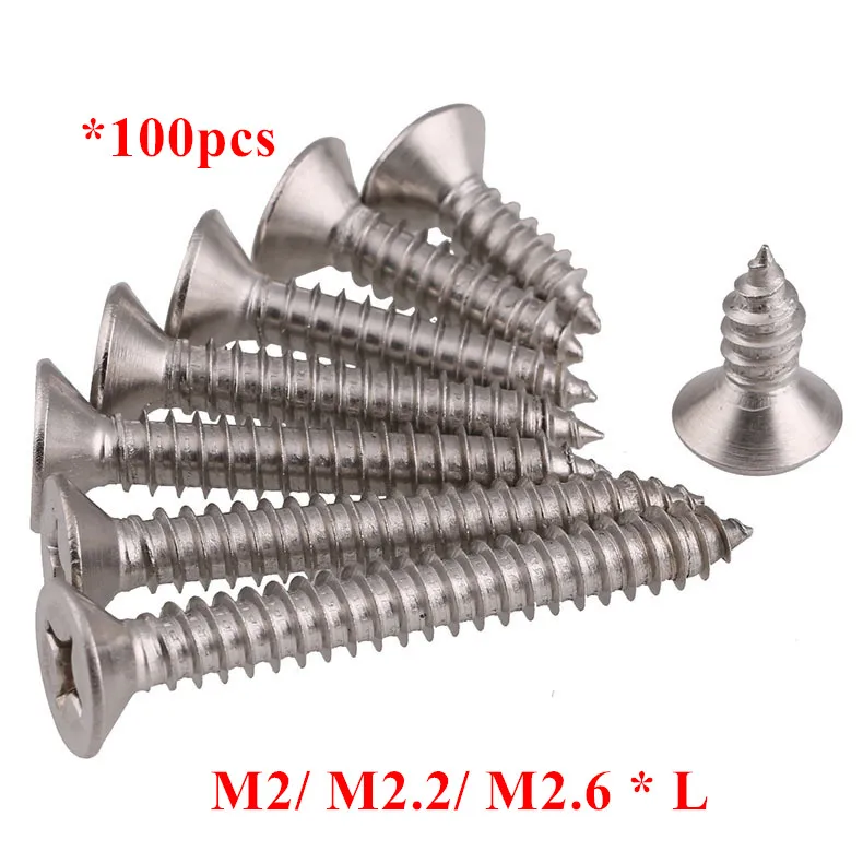 100pcs KA M2 M2.2 M2.6*4/5/6/8/10/12/16/20mm Flat Head Self Tapping Screws Cross Countersunk Phillips self-tapping screw SUS304
100pcs KA M2 M2.2 M2.6*4/5/6/8/10/12/16/20mm Flat Head Self Tapping Screws Cross Countersunk Phillips self-tapping screw SUS304