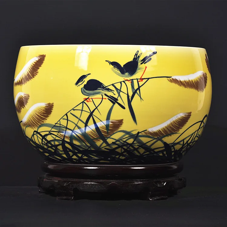 

Jingdezhen Hu Yanjie ceramics famous works painted underglaze enamel aquarium ornaments