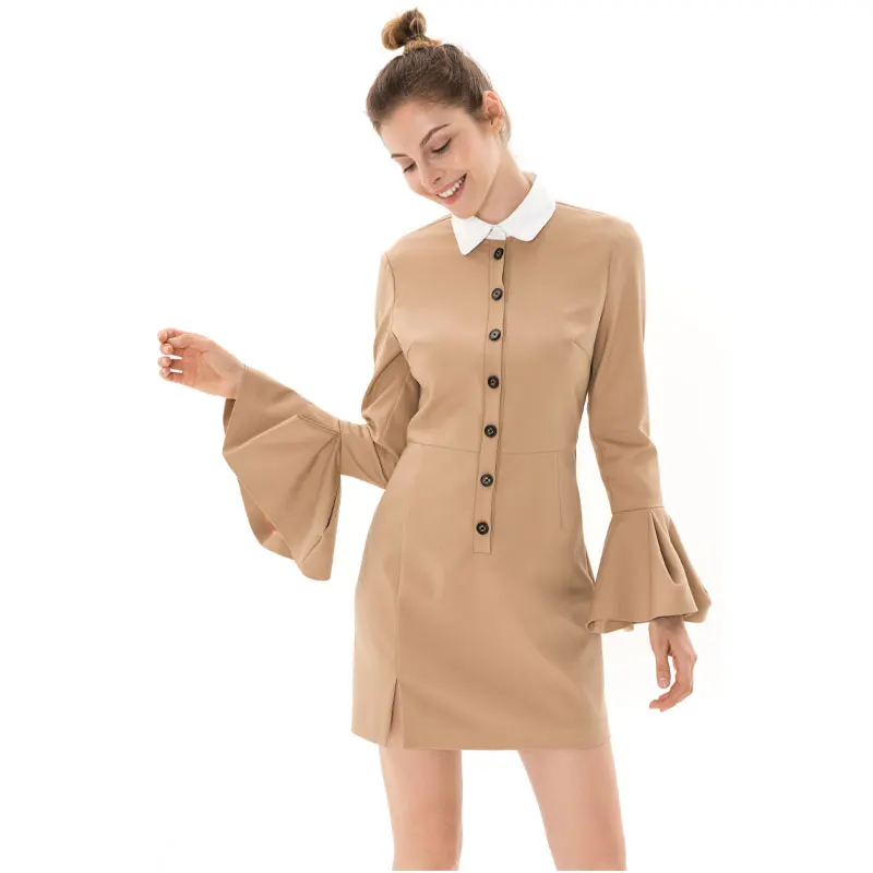 Office Dresses Women 2018 Autumn Elegant Long Flare Sleeve Straight Dress Ladies Button Up Casual Work Dress With White Collar
Office Dresses Women 2018 Autumn Elegant Long Flare Sleeve Straight Dress Ladies Button Up Casual Work Dress With White Collar