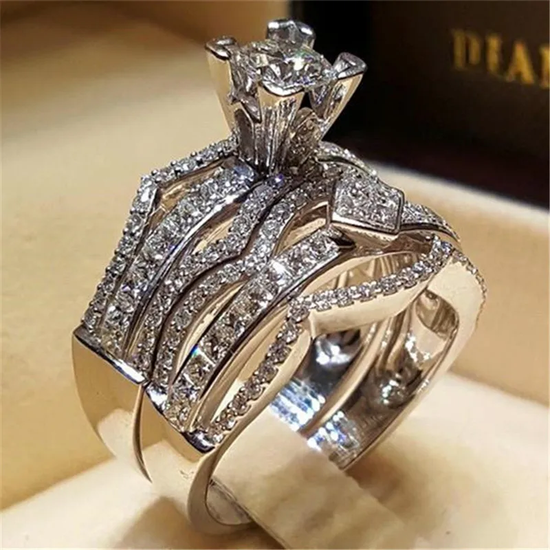 Round Brilliant Cubic Zirconia Ring Elegant Wedding Engagement Ring Band Set Trendy Cocktail Ring for Women Sizes 6 to 10
Round Brilliant Cubic Zirconia Ring Elegant Wedding Engagement Ring Band Set Trendy Cocktail Ring for Women Sizes 6 to 10