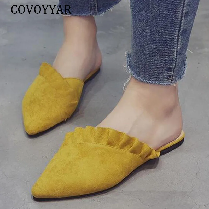 COVOYYAR 2022 Fashion Woman Slippers Slides Flat Mules Women Casual Shoes Pointed Toe Pleated Ruffles Slip On Flip Flops WSL108
COVOYYAR 2022 Fashion Woman Slippers Slides Flat Mules Women Casual Shoes Pointed Toe Pleated Ruffles Slip On Flip Flops WSL108