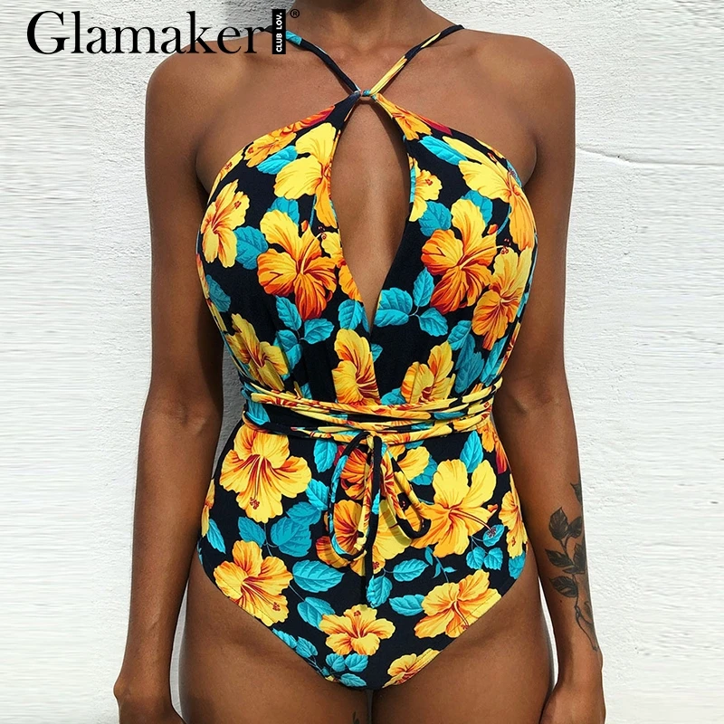 Glamaker Floral print one piece string bodysuit Female deep v neck 2019 bodysuit romper Women bathing set padded bodysuit summer
Glamaker Floral print one piece string bodysuit Female deep v neck 2019 bodysuit romper Women bathing set padded bodysuit summer