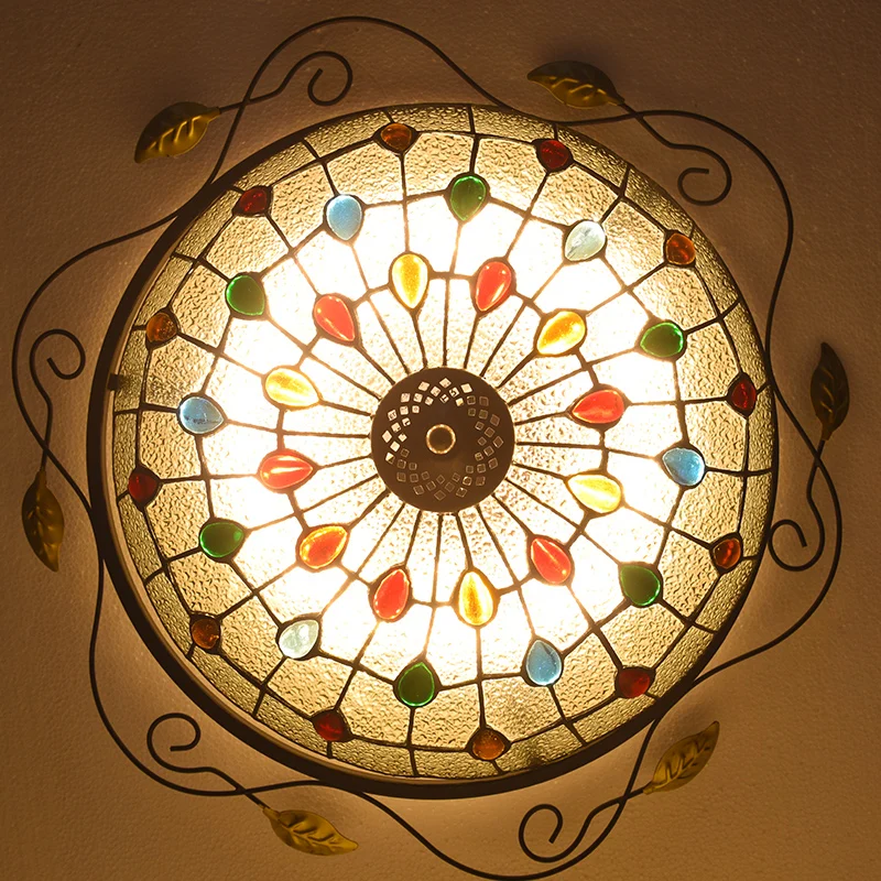 European Baroque Pastoral Ceiling Light Tiffany Round Glass Lampshade lamparas de techo abajur
European Baroque Pastoral Ceiling Light Tiffany Round Glass Lampshade lamparas de techo abajur