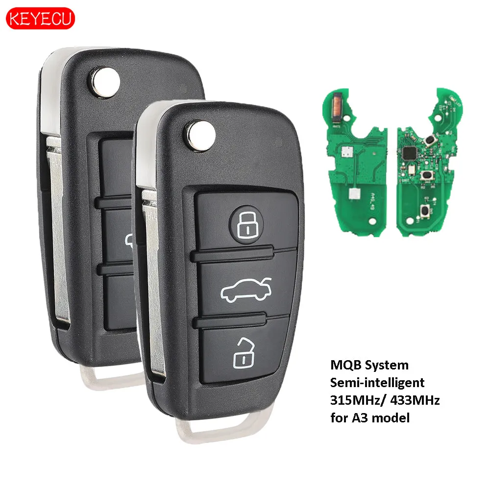 KEYECU 2PCS MQB Semi-intelligent Modified Remote Key 315MHz / 433MHz A6L use for Audi A3 Model
KEYECU 2PCS MQB Semi-intelligent Modified Remote Key 315MHz / 433MHz A6L use for Audi A3 Model