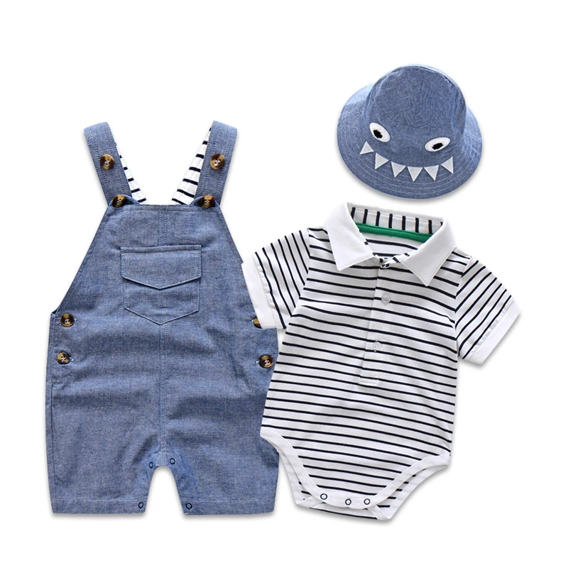 Newborn Baby Clothing for Boys Summer Suit Set Cotton Hat + Striped Romper + Blue Overall 3PCS Casual Children Outfit Soft Dress
Newborn Baby Clothing for Boys Summer Suit Set Cotton Hat + Striped Romper + Blue Overall 3PCS Casual Children Outfit Soft Dress