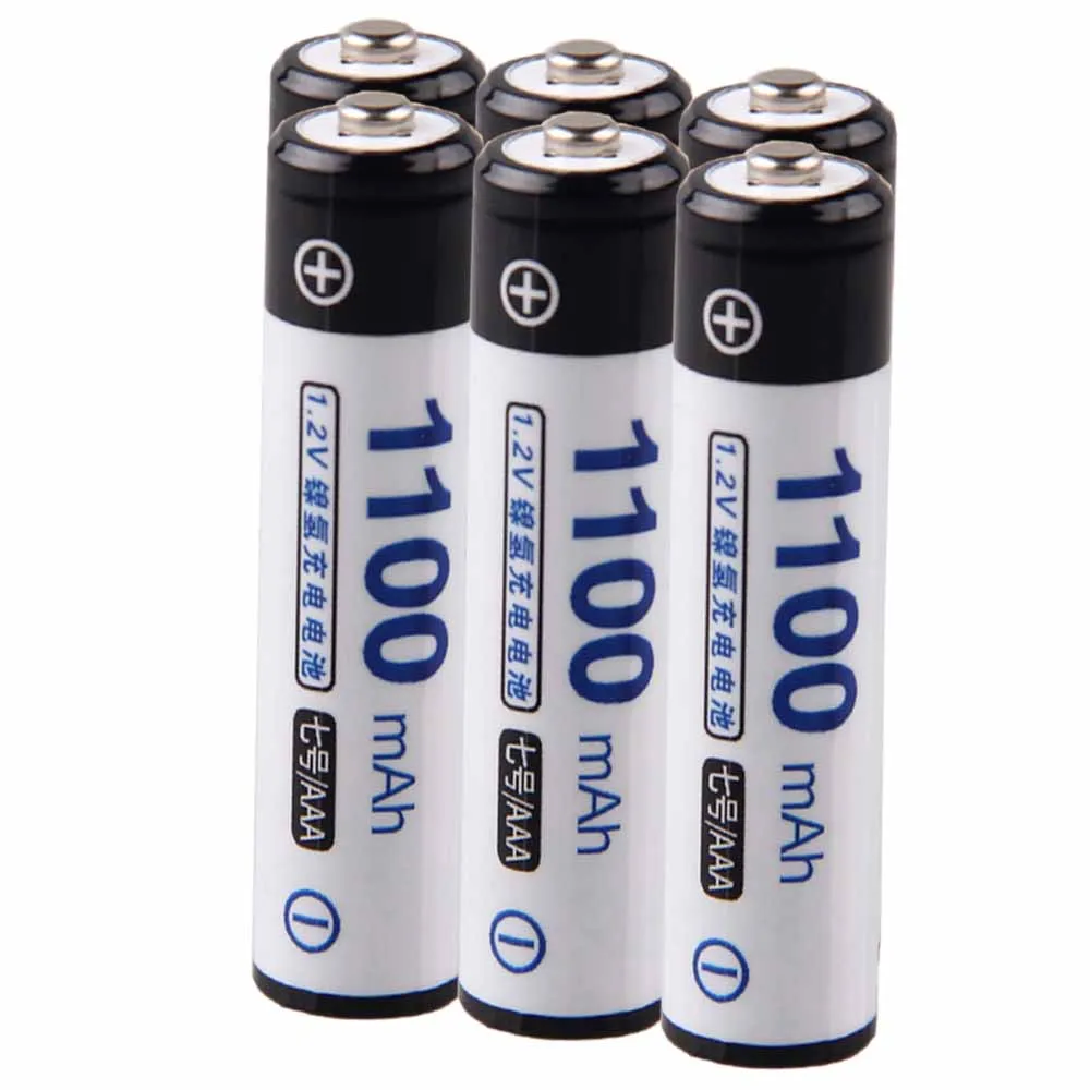 Самая низкая цена 6 шт ААА батареи 1 2 v перезаряжаемые 1100 mAh nimh батарея для