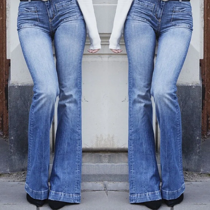 Women Jeans High Waist 2019 Plus Size Blue Boot Cut Denim Womens S-3XL Streetwear Ladies Casual Washed Jean Pants Female |