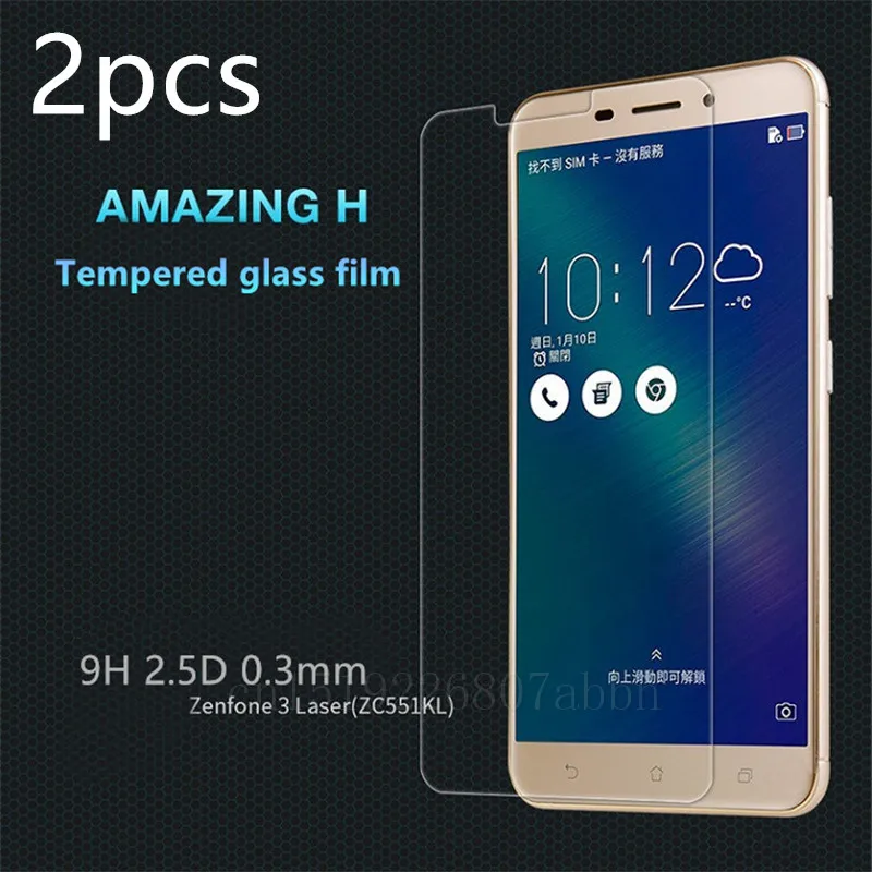 2 шт. 0.3 мм Закаленное стекло для asus zenfone 3 laser ZC551kl zc551kl zenfone3 lazer screen protector 9 h твердость