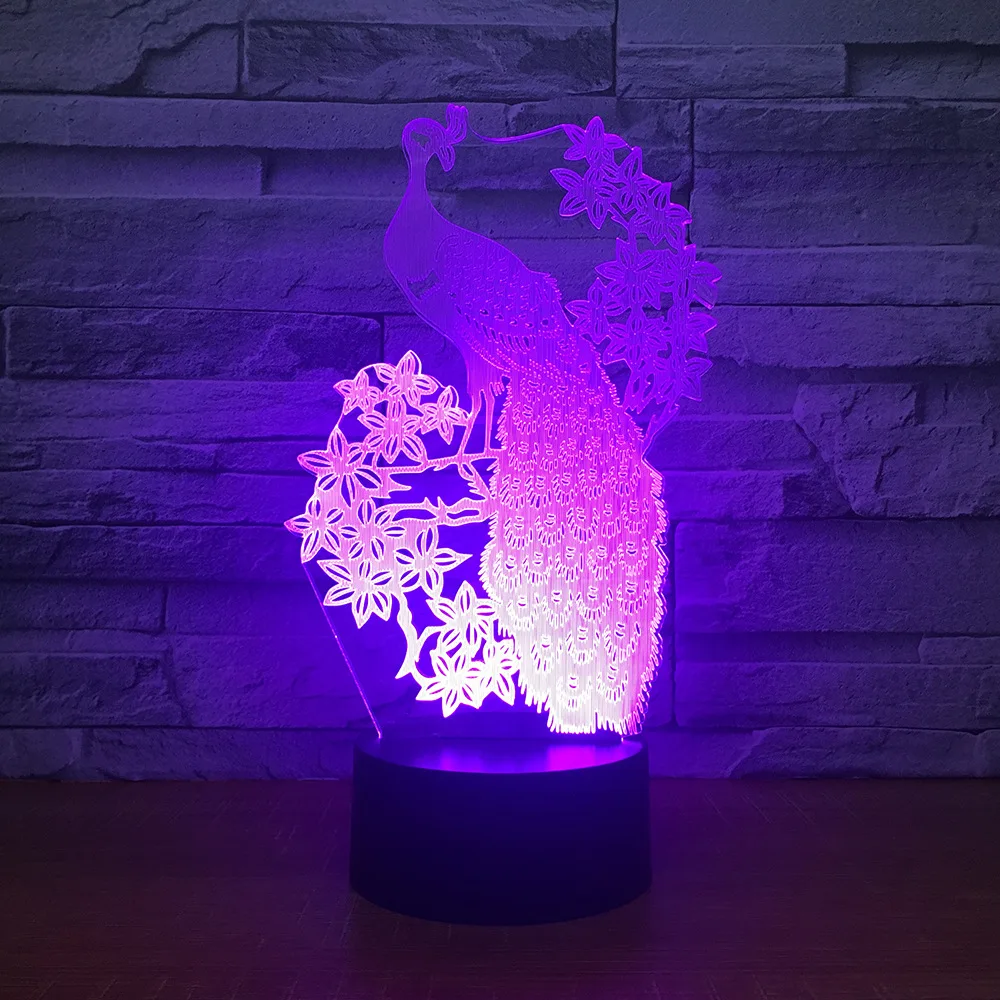 7 Color Change Peacock 3D LED Night Lights USB Table Lamp For Children Baby Kids Gift Bedroom Animal Cartoon Atmosphere Lamp
7 Color Change Peacock 3D LED Night Lights USB Table Lamp For Children Baby Kids Gift Bedroom Animal Cartoon Atmosphere Lamp