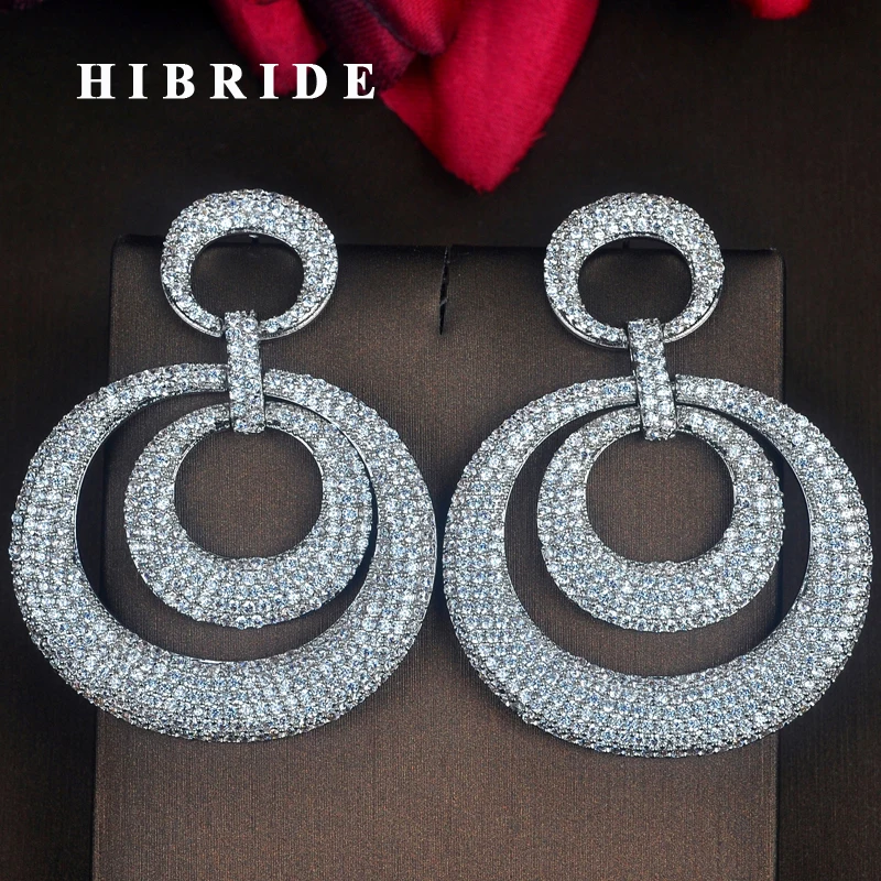 HIBRIDE Luxury Micro Cubic Zircon Women Bride Big Drop Earrings Jewelry Fashion Pendientes mujer moda Brinco E-758
HIBRIDE Luxury Micro Cubic Zircon Women Bride Big Drop Earrings Jewelry Fashion Pendientes mujer moda Brinco E-758