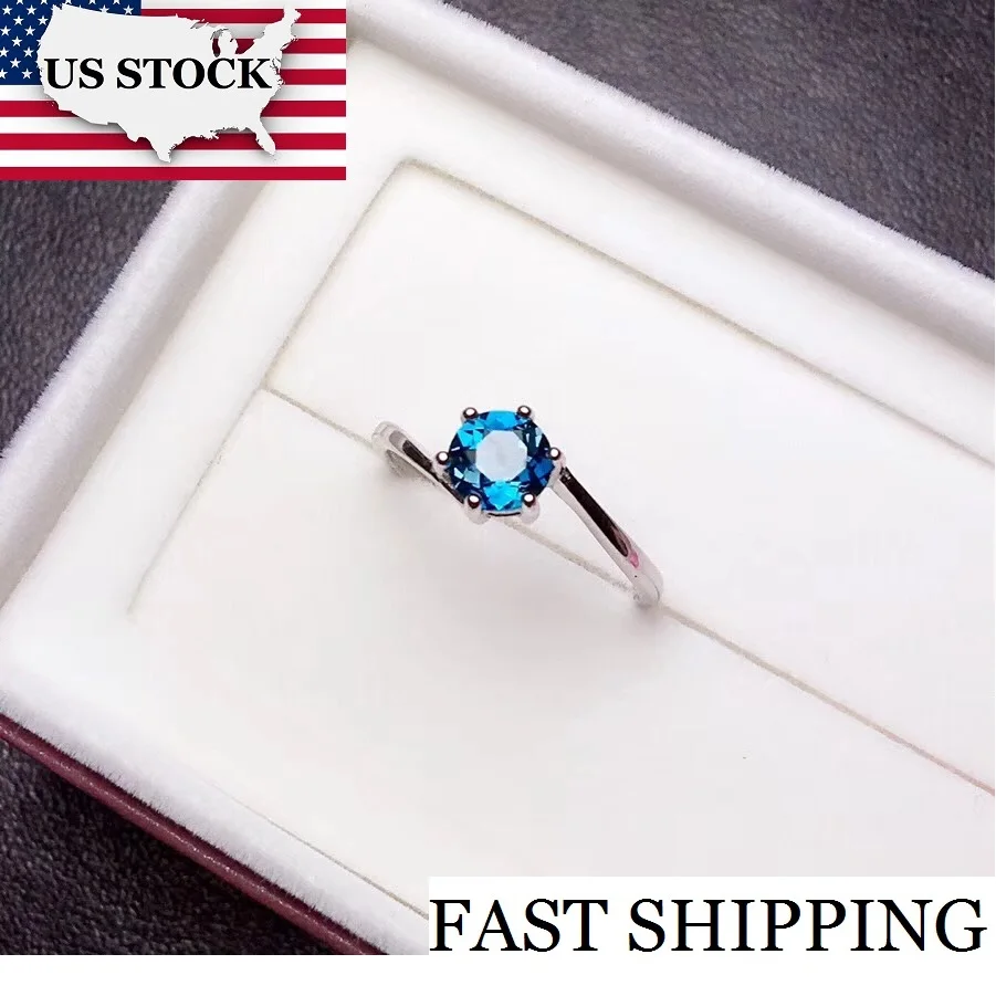 

Uloveido простое Стильное кольцо с натуральным голубым топазом, красивое женское серебряное кольцо с круглым драгоценным камнем, свадебные украшения, скидка 20% FJ299