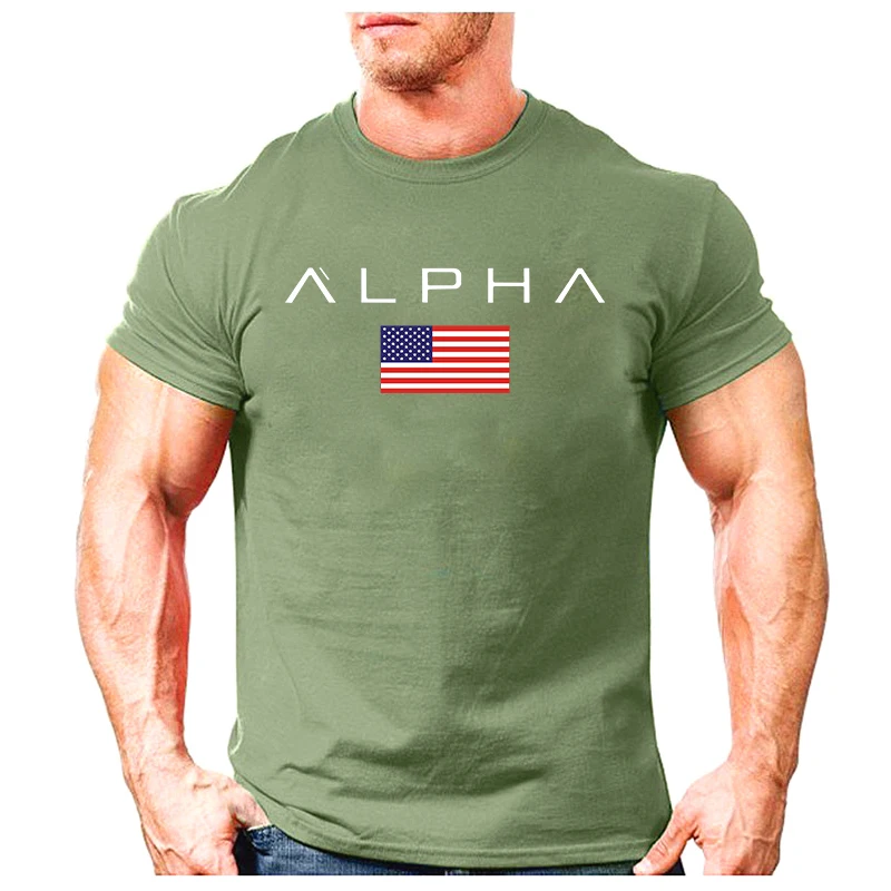 Модные мужские футболки ALPHA Industries хлопковая футболка с короткими рукавами