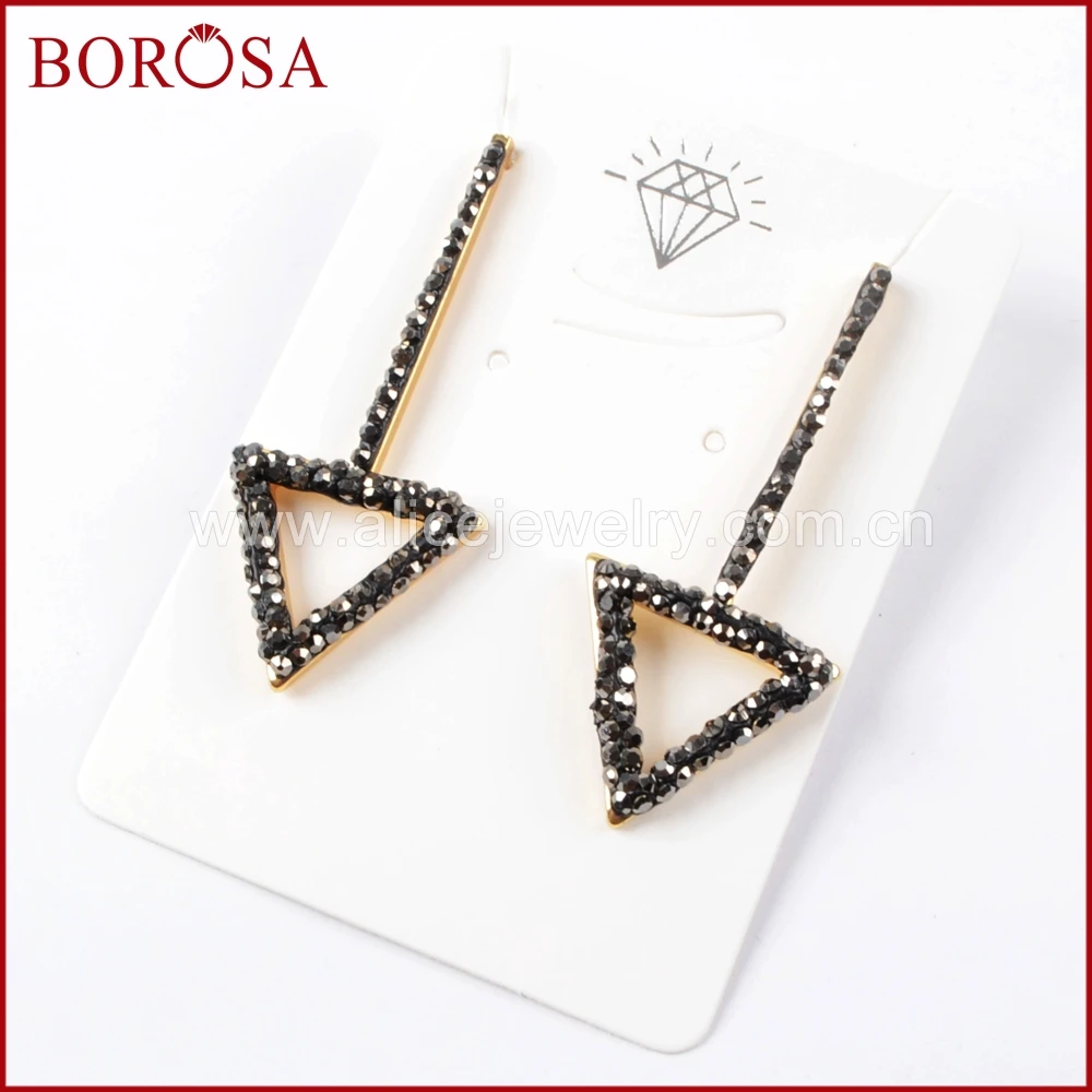 BOROSA Design Handcrafted Metal Dangle Earrings, Crystal Paved Zircons CZ Triangle Earrings Drusy Jewelry for Women Girls JAB850
BOROSA Design Handcrafted Metal Dangle Earrings, Crystal Paved Zircons CZ Triangle Earrings Drusy Jewelry for Women Girls JAB850
