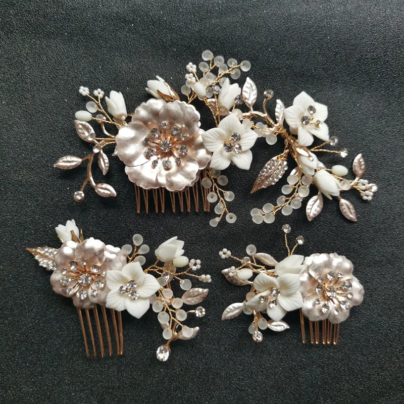 SLBRIDAL Handmade Golden Crystal Rhinestones Pearls Ceramic Flower Wedding Hair Comb Set Bridal Hair Accessories Women Jewelry
SLBRIDAL Handmade Golden Crystal Rhinestones Pearls Ceramic Flower Wedding Hair Comb Set Bridal Hair Accessories Women Jewelry