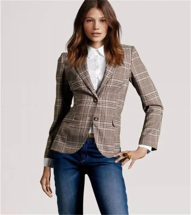 2015 New Stylish Women's Plaid Elbow Patches Two Button Slim Fit Blazer Ladies Autumn Suits Basic Jacket Casual Blazer Feminino
2015 New Stylish Women's Plaid Elbow Patches Two Button Slim Fit Blazer Ladies Autumn Suits Basic Jacket Casual Blazer Feminino
