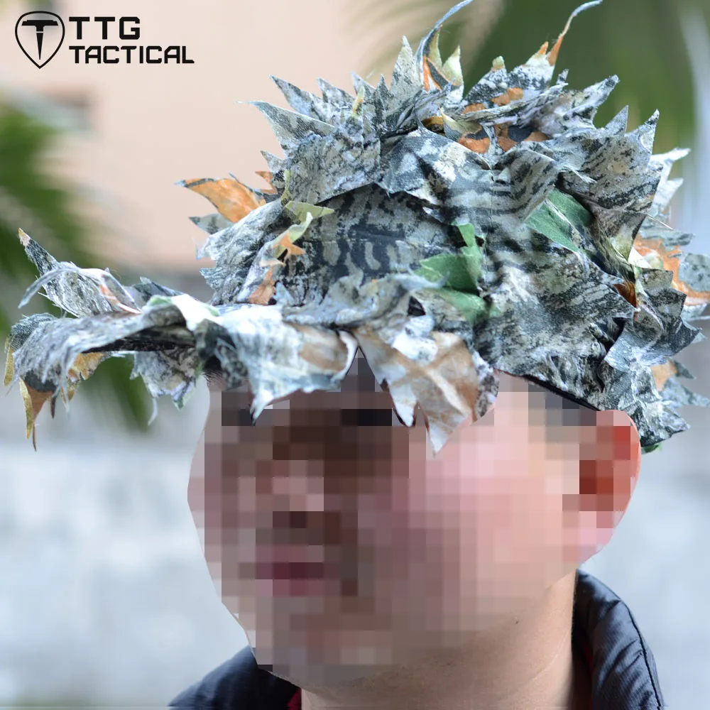 TTGTACTICAL Ультралегкая дышащая камуфляжная охотничья шапка с 3D листьями Рыболовная