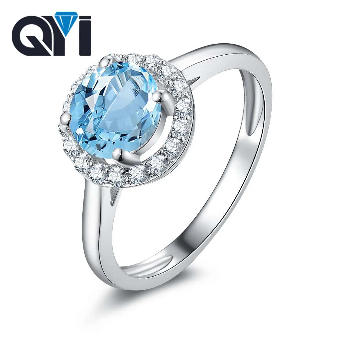 QYI 925 Sterling Silver Halo Engagement Rings Natural Sky Blue Topaz 1.25 ct Round Cut Gemstone Rings For Women Party Jewelry
QYI 925 Sterling Silver Halo Engagement Rings Natural Sky Blue Topaz 1.25 ct Round Cut Gemstone Rings For Women Party Jewelry