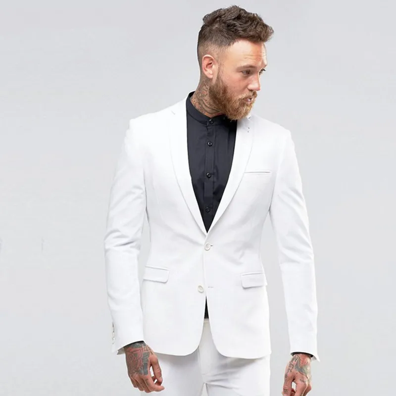 

Белые приталенные бриджи для жениха, джентльменская модная одежда для выпускного вечера, комплект из 2 предметов, мужская куртка с брюками