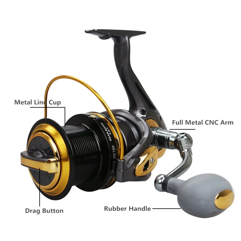11000 S 4.6:1 Fishing Reel Trolling Long Shot Casting Big Sea Spinning Wheel Max Drag 25KG / 55LB with Full Metal CNC Rocker Arm
11000 S 4.6:1 Fishing Reel Trolling Long Shot Casting Big Sea Spinning Wheel Max Drag 25KG / 55LB with Full Metal CNC Rocker Arm