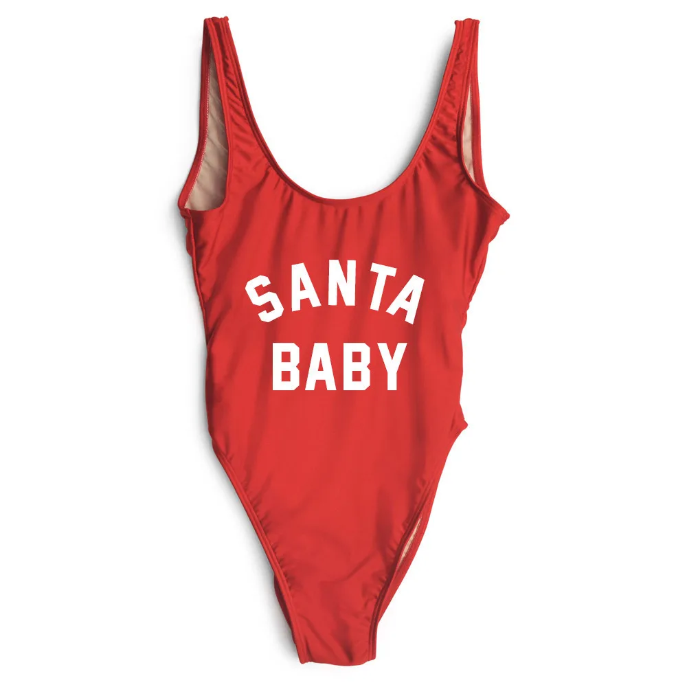 Women one piece Swimsuit high cut SANTA BABY Bodysuit bathing Suit SwimwearJumpsuit Rompers Letter Customzie Monokini
Women one piece Swimsuit high cut SANTA BABY Bodysuit bathing Suit SwimwearJumpsuit Rompers Letter Customzie Monokini